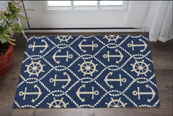 2' x 3' Hand Tufted Polypropylene Area Rug - Blue