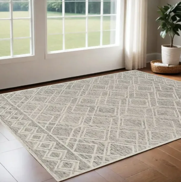 2' x 4' Wool Geometric Hand Tufted Area Rug - Sand