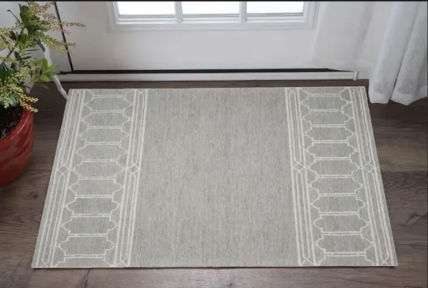 2' x 4' Wool Ogee Hand Tufted Area Rug - Gray