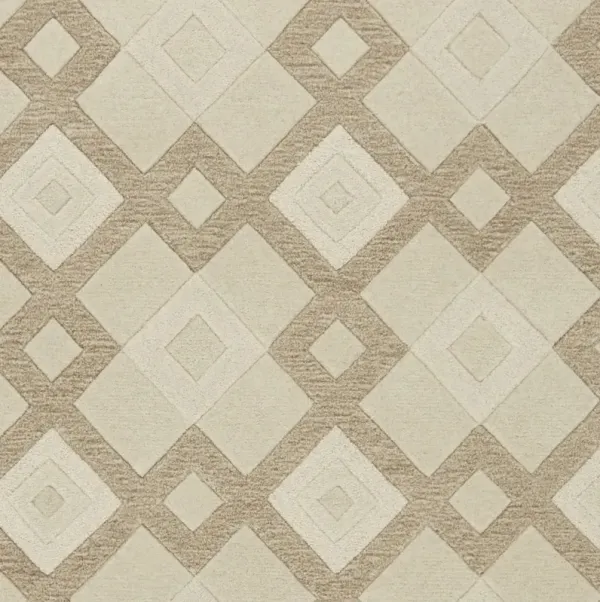 2' x 4' Diamond Wool Area Rug - Ivory
