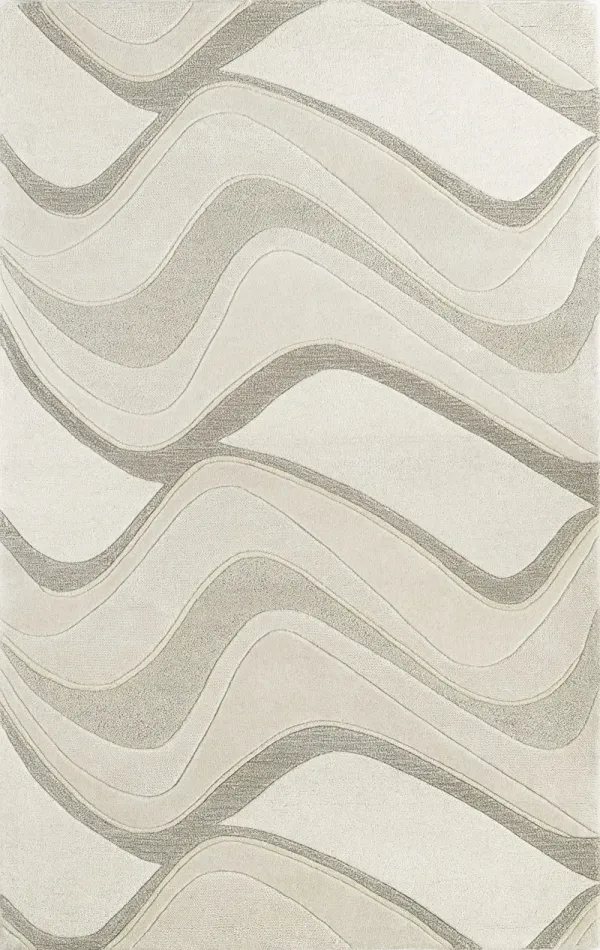 2' x 4' Hand Tufted Abstract Waves Indoor Accent Rug - Ivory