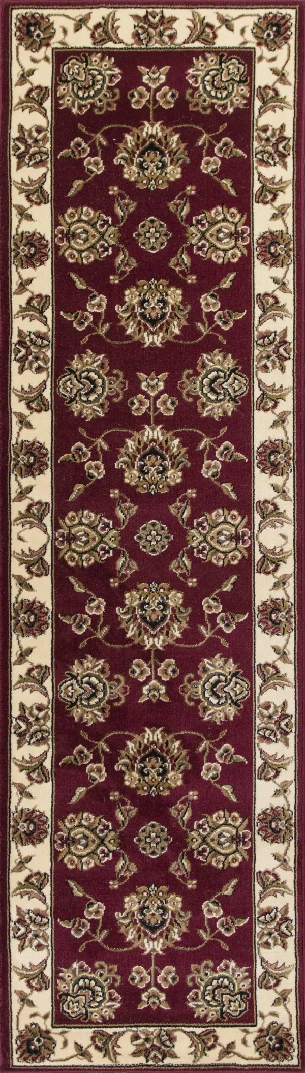 2' x 8' Floral Bordered Runner Rug - Red Or Ivory