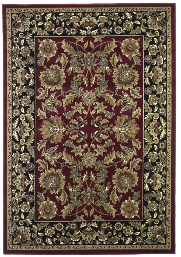 2' x 8' Traditional Bordered Rug - Red Or Black