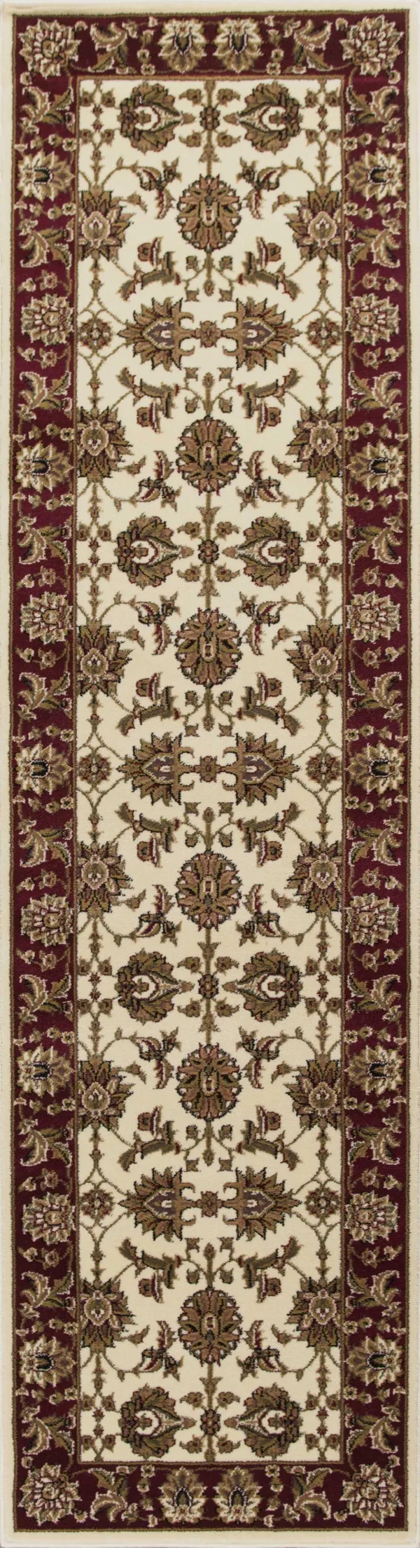 8' Floral Medallion Runner Rug - Red And Ivory