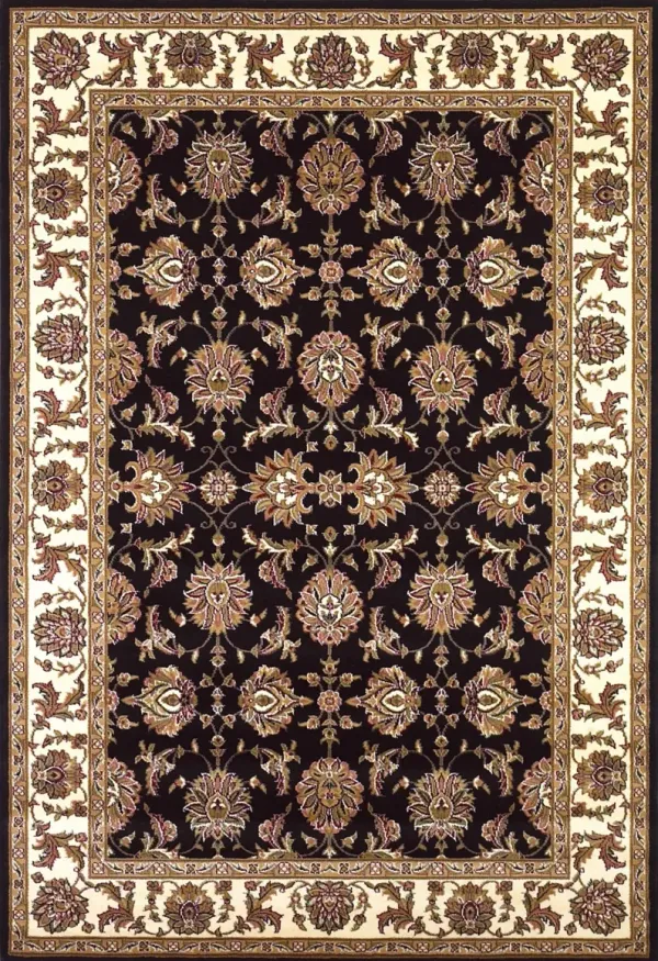 3' x 5' Machine Woven Floral Traditional Indoor Area Rug - Black Ivory
