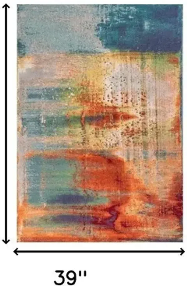 3' x 5' Abstract Watercolor Area Rug - Multi Color