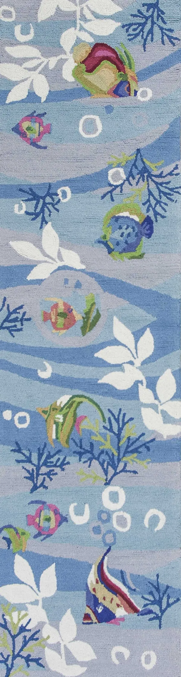 7' Coral Hand Tufted Runner Rug - Blue And Gray