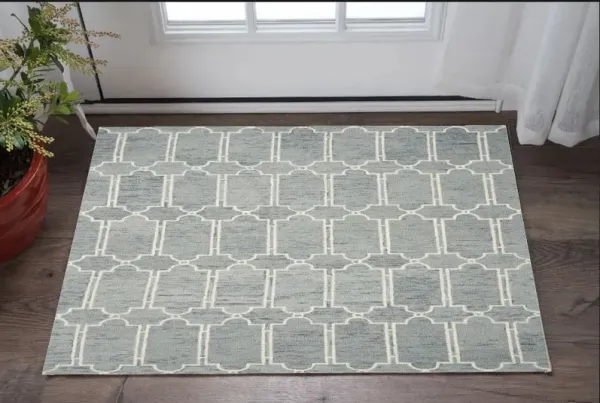 3' x 5' Hand Tufted Geometric Indoor Area Rug - Slate Blue