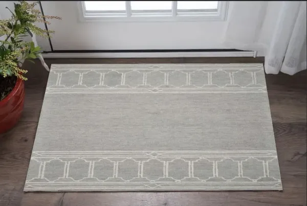 3' x 5' Geometric Pattern Wool Area Rug - Gray