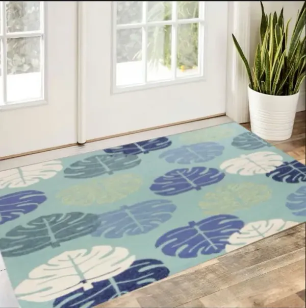 3' x 5' Botanical Leaves Hand Tufted Area Rug - Turquoise