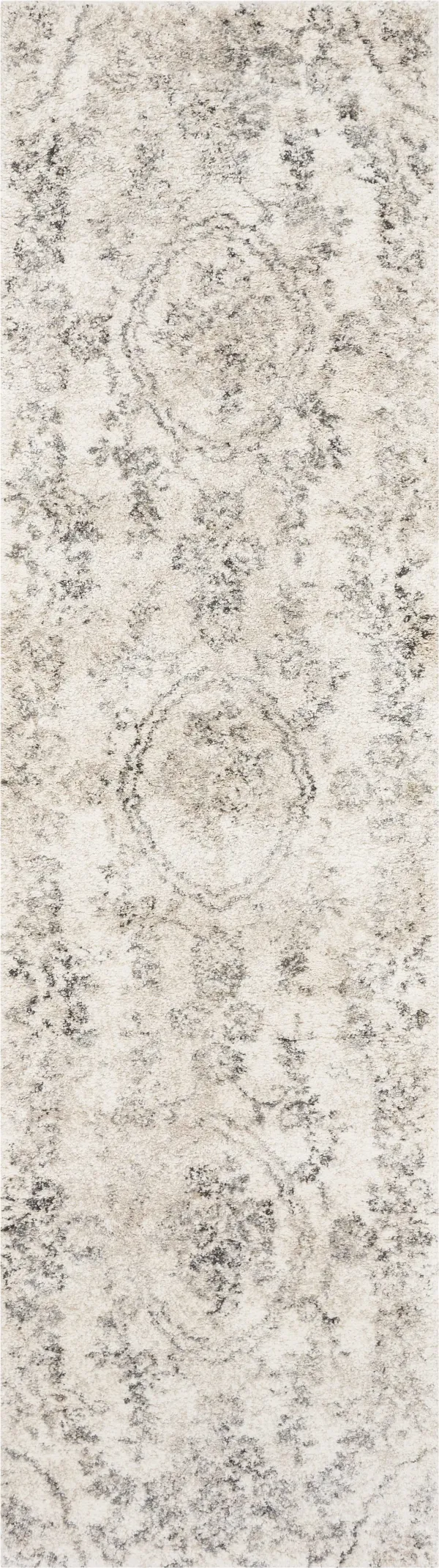 7' Runner Floral Distressed Runner Rug - Gray