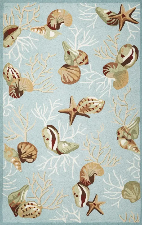 3' x 5' Area Rug - Blue Corals And Shells