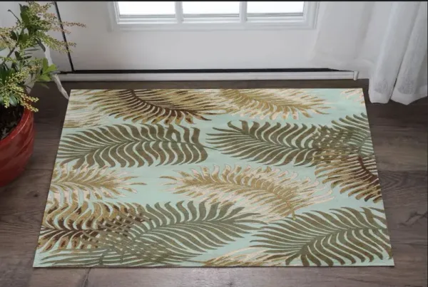 3' x 4' Hand Tufted Tropical Leaves Indoor Area Rug - Aqua Blue