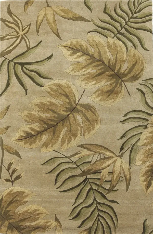 2' x 4' Wool Area Rug - Sand Leaves