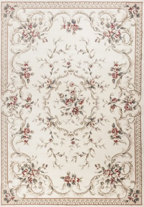 5' x 8' Bordered Floral Indoor Area Rug - Ivory