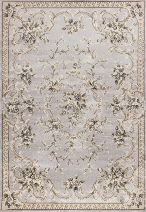 5' x 8' Floral Vines Bordered Area Rug - Light Gray