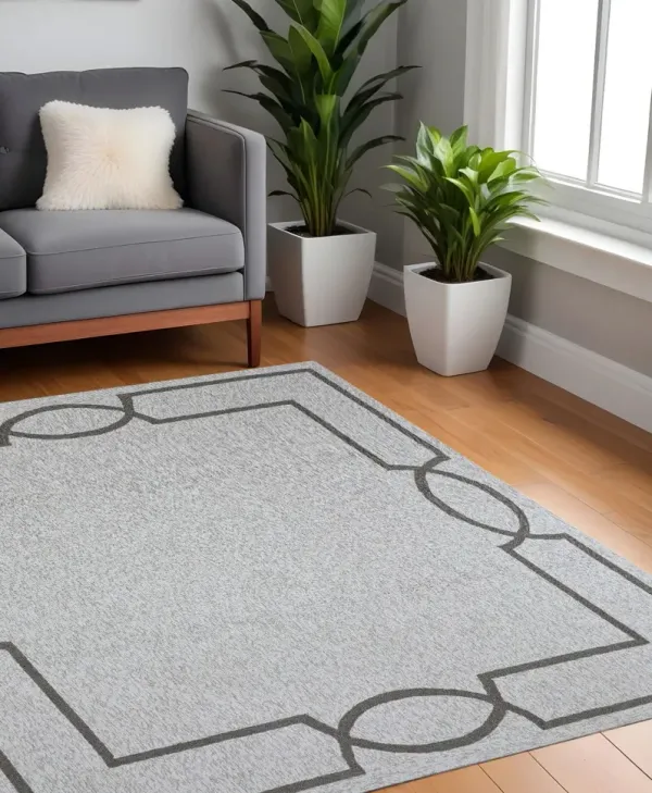 7' x 7' Geometric Hand Hooked Area Rug - Oatmeal Ivory