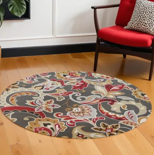 7' Round Hand Tufted Area Rug With UV Protection - Taupe
