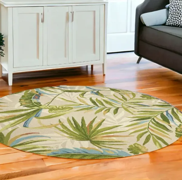 7' Round UV Treated Polypropylene Area Rug - Sand