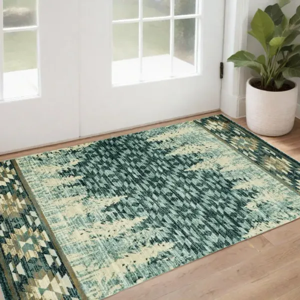 3' x 5' Southwestern Area Rug - Slate Blue