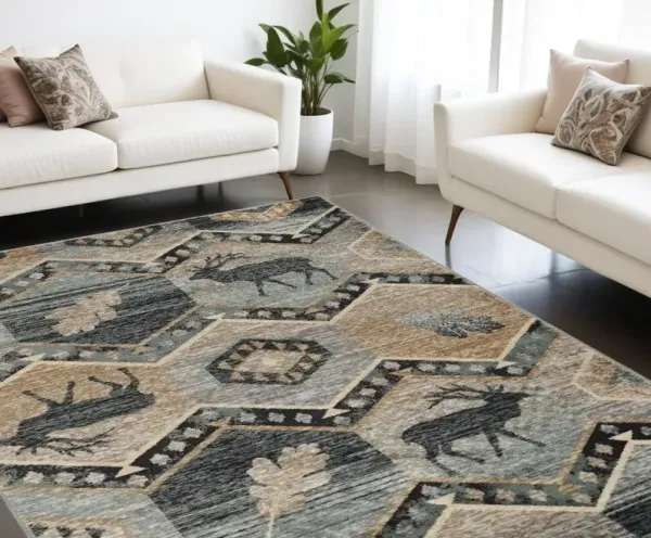 9' x 12' Area Rug - Blue And Beige
