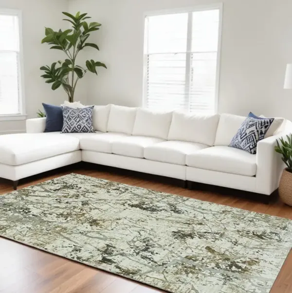7' x 10' Abstract Area Rug - Gold And Ivory