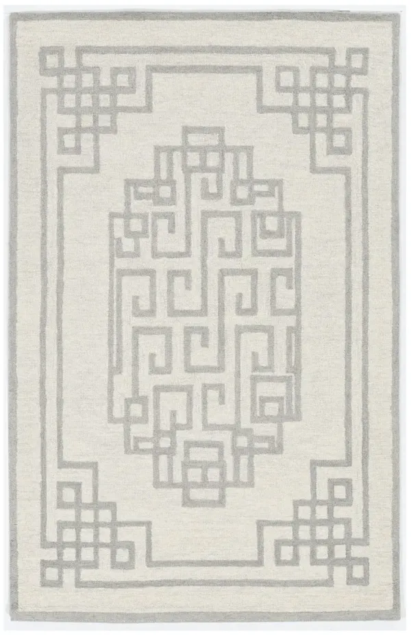 5' x 7' Hand Tufted Bordered Greek Key Indoor Area Rug - Ivory Gray