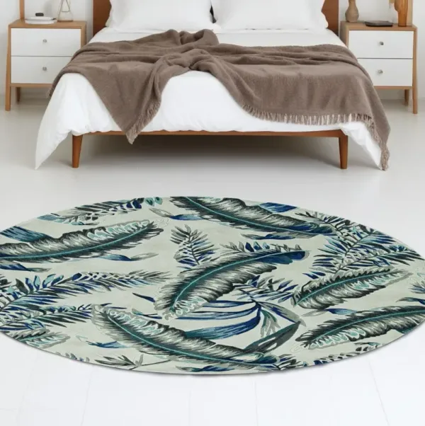 8' Round Wool Hand Tufted Area Rug - Blue And Gray