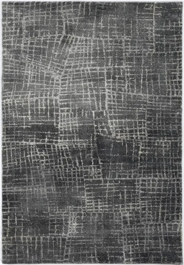 2' x 7' Abstract Lines Runner Rug - Gray