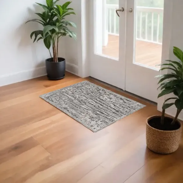 3' x 5' Abstract Lines Area Rug - Gray