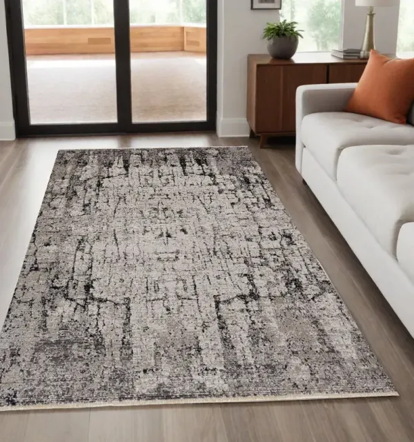 5' x 8' Machine Woven Abstract Indoor Area Rug - Ivory Gray