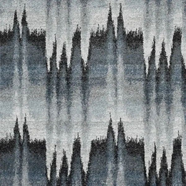 5' x 8' Machine Woven Geometric Waves Indoor Area Rug - Blue Ivory