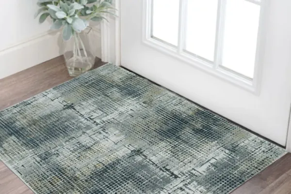 3' x 5' Abstract Area Rug - Ivory Navy And Gray