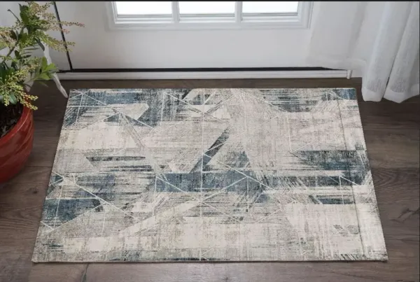 3' x 5' Abstract Geometric Area Rug - Blue And Gray