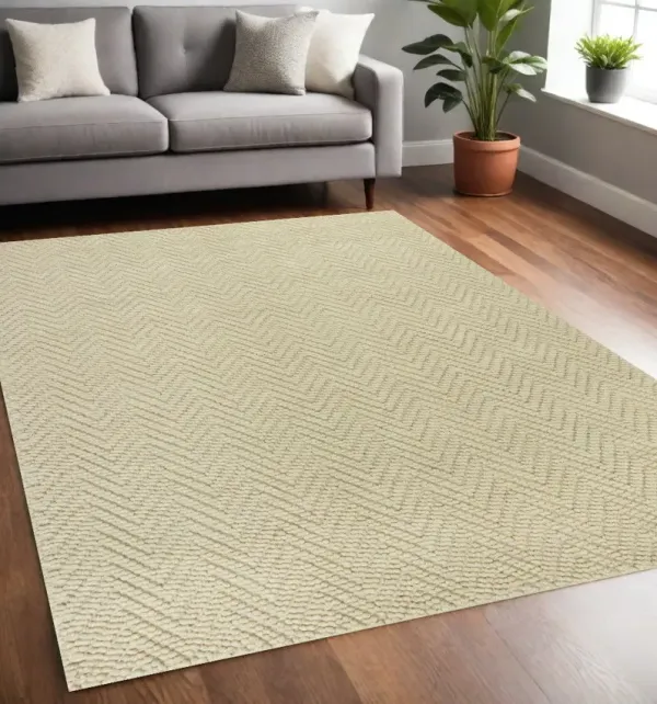 5' x 8' Hand Woven Area Rug - Ivory Chevron