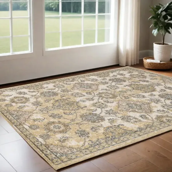 2' x 3' Wool Floral Vines Area Rug - Ivory