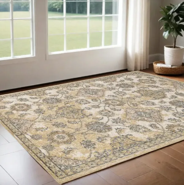 3' x 5' Wool Floral Vines Area Rug - Ivory