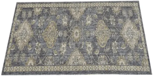 3' x 5' Wool Floral Vines Area Rug - Slate Gray