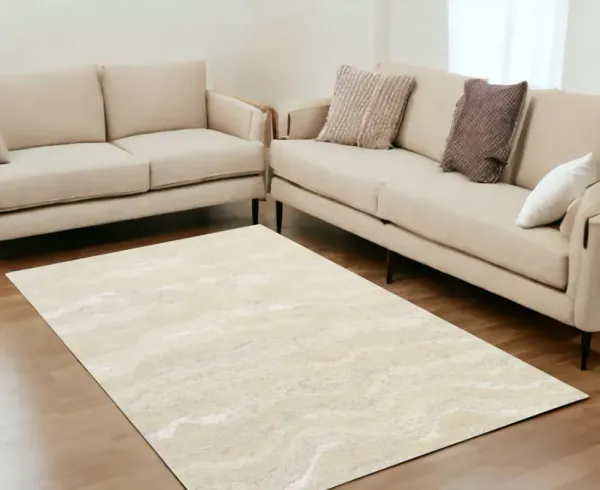 5' x 7' Hand Tufted Abstract Indoor Area Rug - Ivory