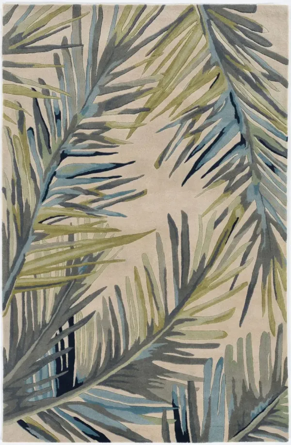 4' x 6' Hand Tufted Tropical Palms Indoor Area Rug - Ivory