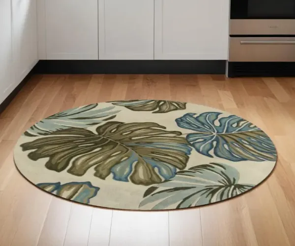 5' Round Wool Hand Tufted Area Rug - Ivory