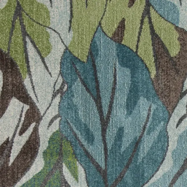 5' x 8' Tropical Leaves Indoor Area Rug - Blue