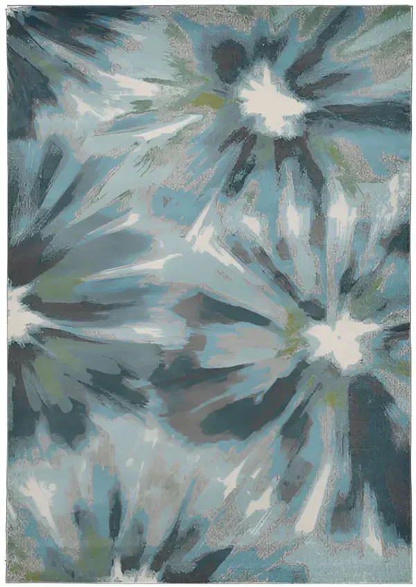 3' x 5' Floral Area Rug - Teal