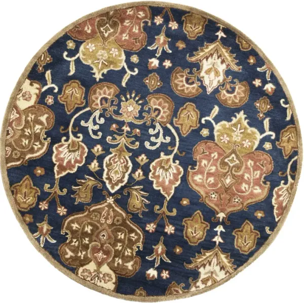 3' x 5' Hand Tufted Wool Traditional Floral Indoor Area Rug - Navy Blue