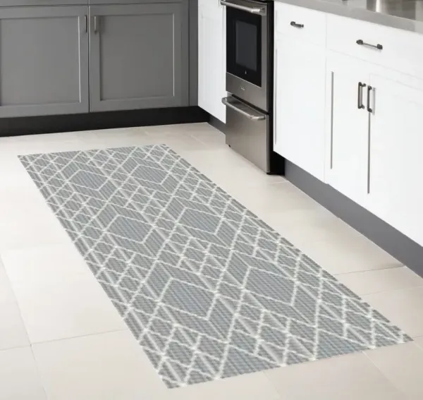 2' x 8' Geometric Lines Runner Rug - Gray