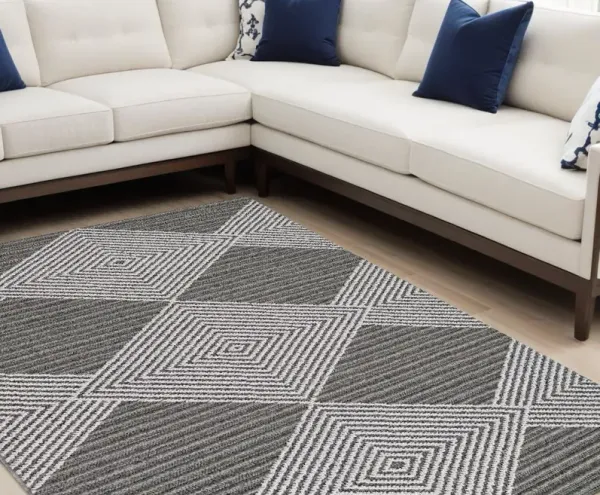 10' x 13' Geometric Area Rug - Gray And Ivory