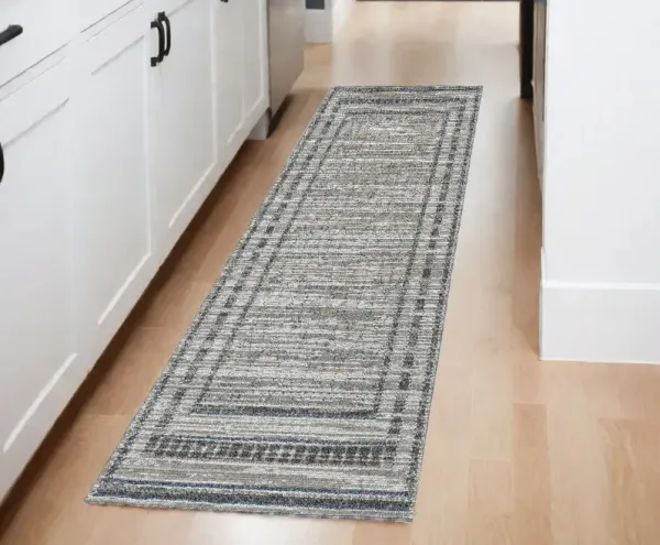 2' x 8' Bordered Runner Rug - Gray