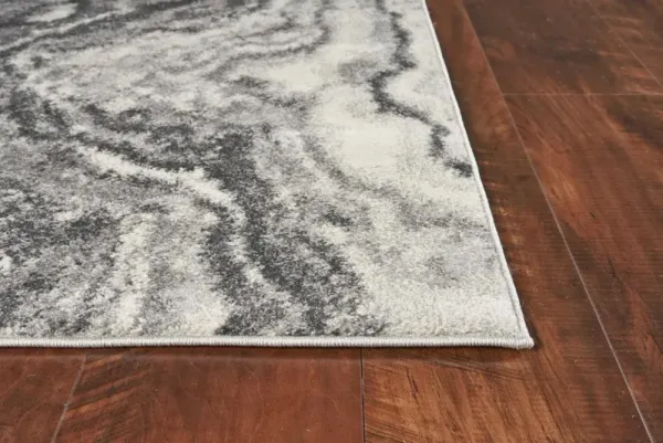 3' x 5' Machine Woven Marble Indoor Area Rug - Ivory Gray