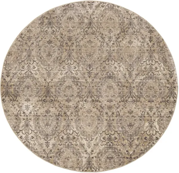 7' Damask Area Rug - Gray