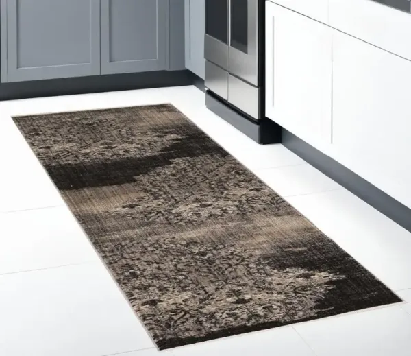 8' Damask Runner Rug - Blue